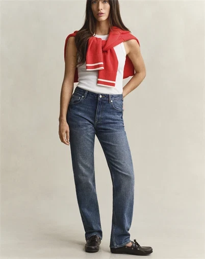 Gant - Straight Stretch Jeans - Mid Blue Broken In
